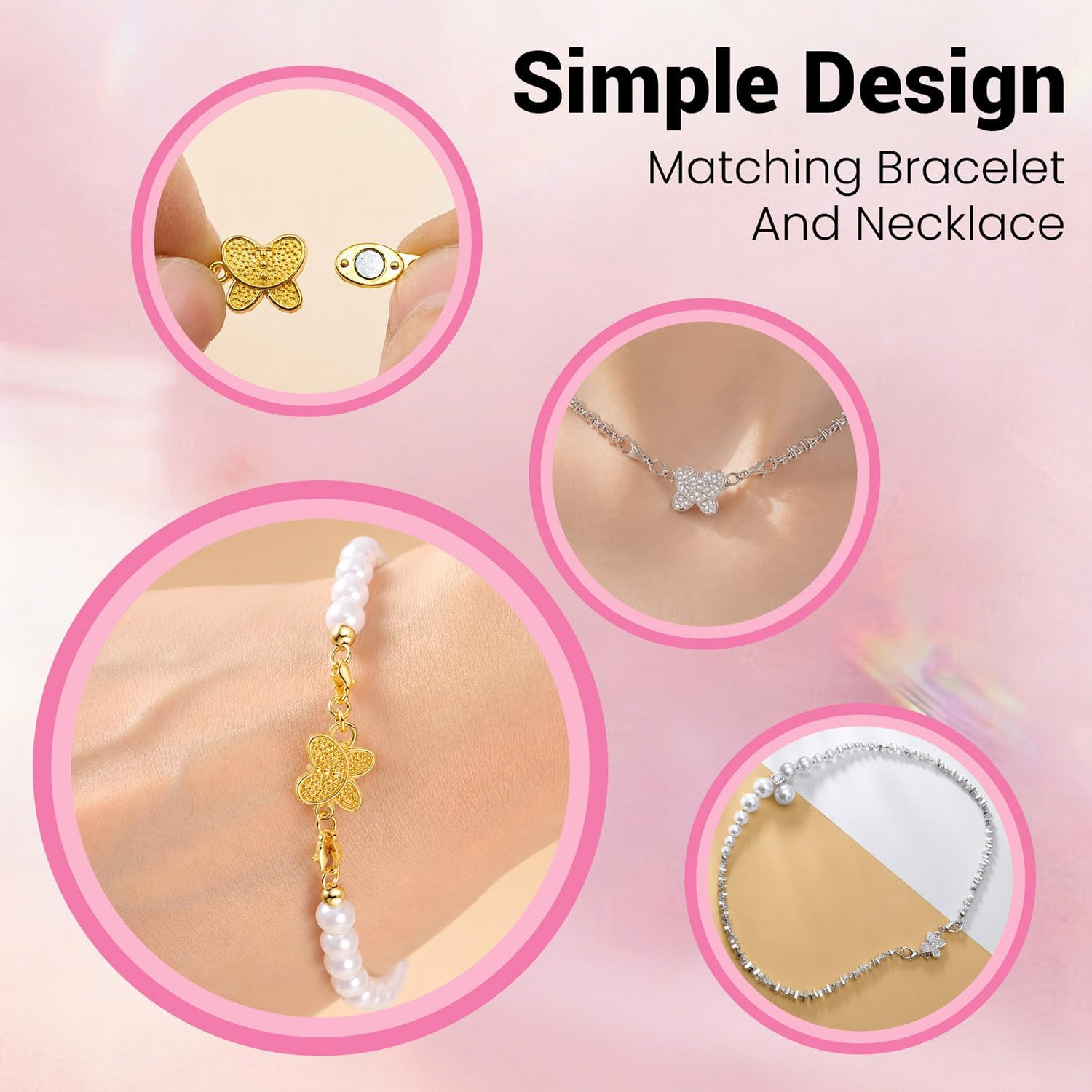 Butterfly Magnetic Necklace Cl - Lobster Clasp Silver recension och pris